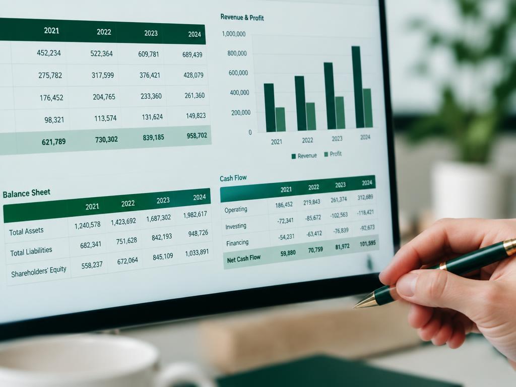 Accountant checking financial tables on a screen